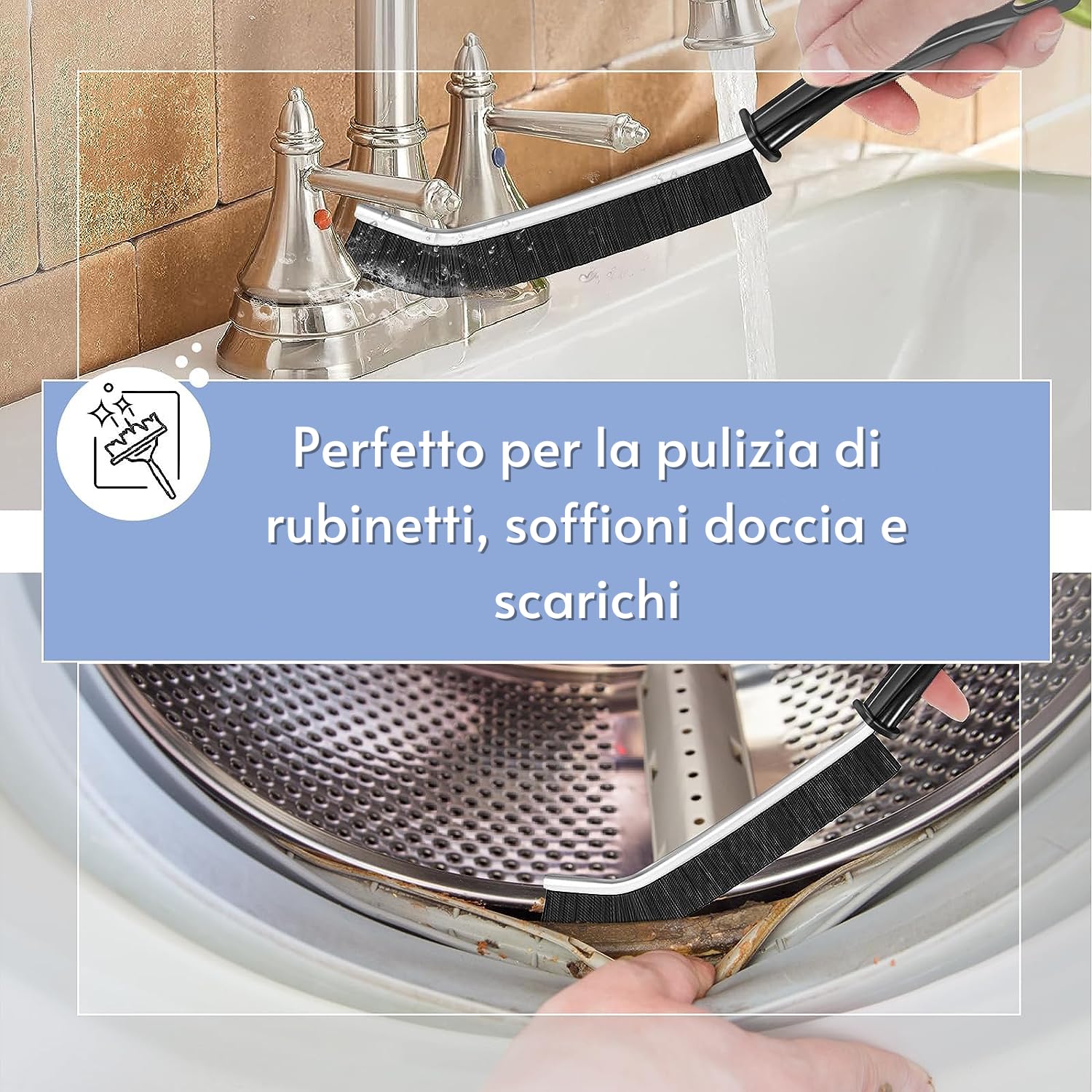 Spazzola per la pulizia delle fessure rotante a 360 gradi Tergipavimento multifunzione con testa rotante a 360 gradi per la pulizia degli spazi della cucina  15