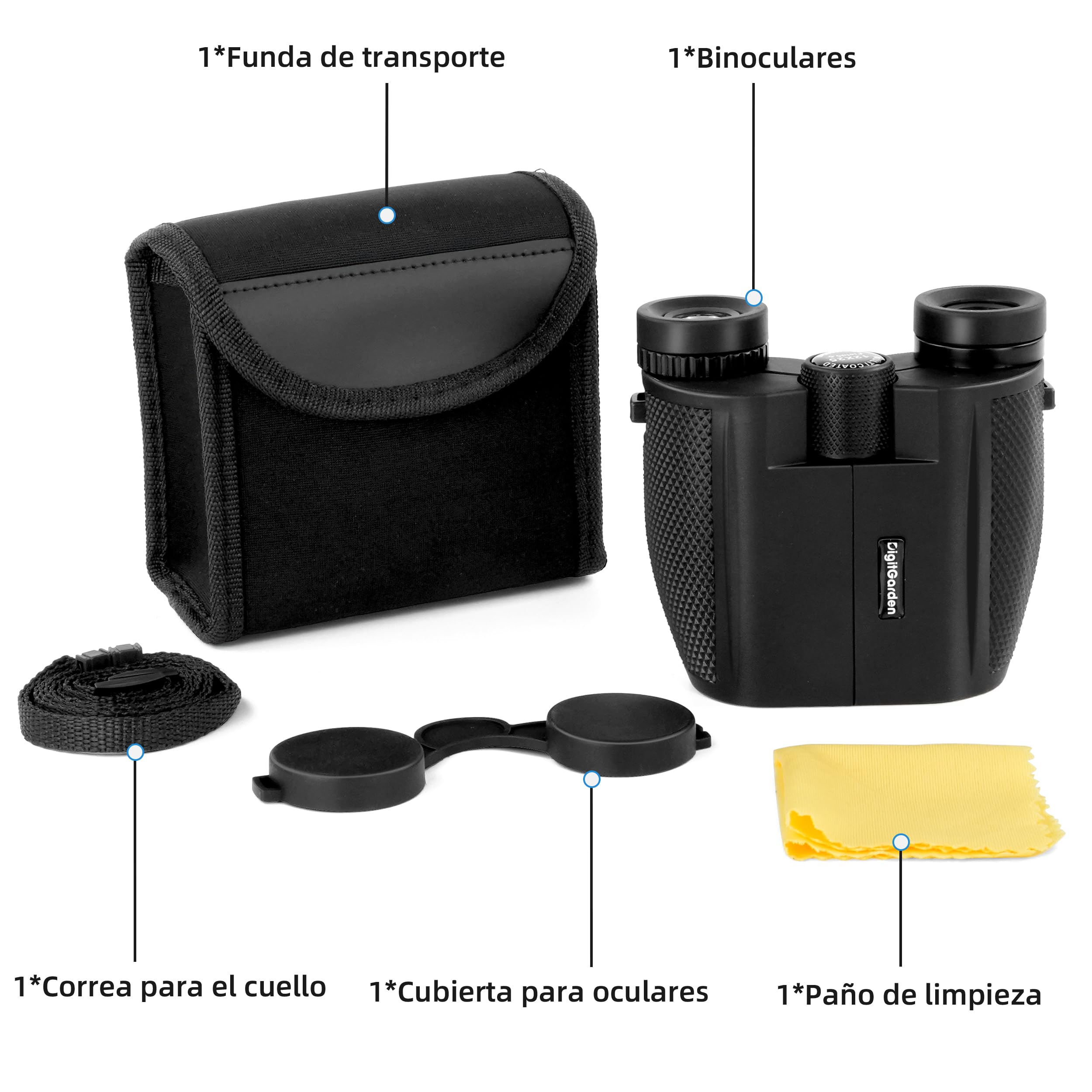 Prismáticos para Adultos y niños, 12x25 Compactos Prismáticos para Adultos con Gran Aumento, con Prisma BAK4 y Lentes FMC, para observación de Aves, conciertos, Viajes, Senderismo, al Aire Libre