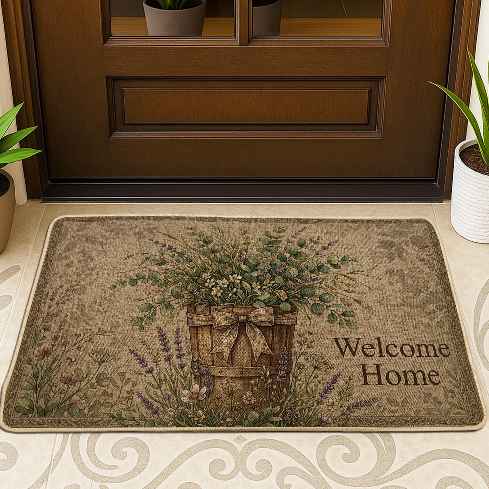 Paillasson extérieur anti-saleté lavable, tapis de bienvenue fin pour entrée et terrasse