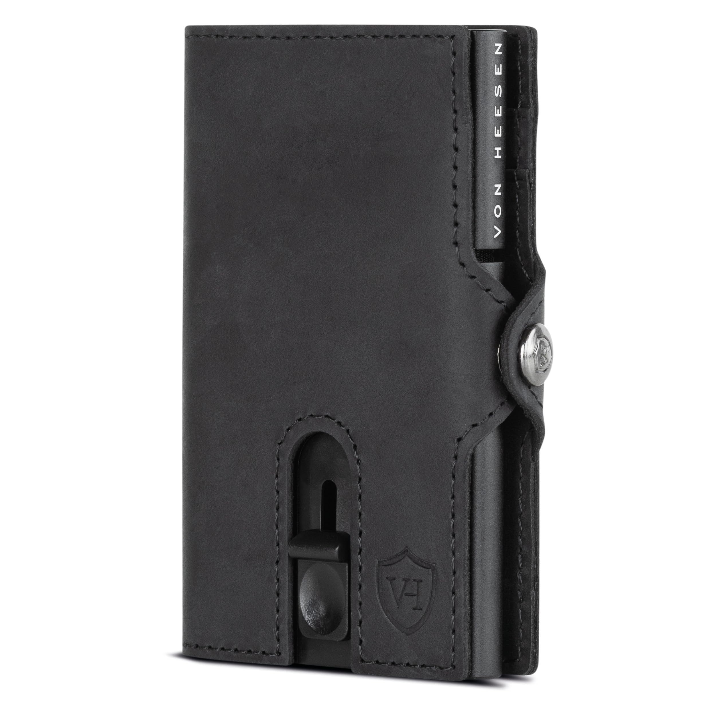 VON HEESEN 신용카드 케이스 슬림 지갑 블랙 코인 수납공간-Freehip.co.kr