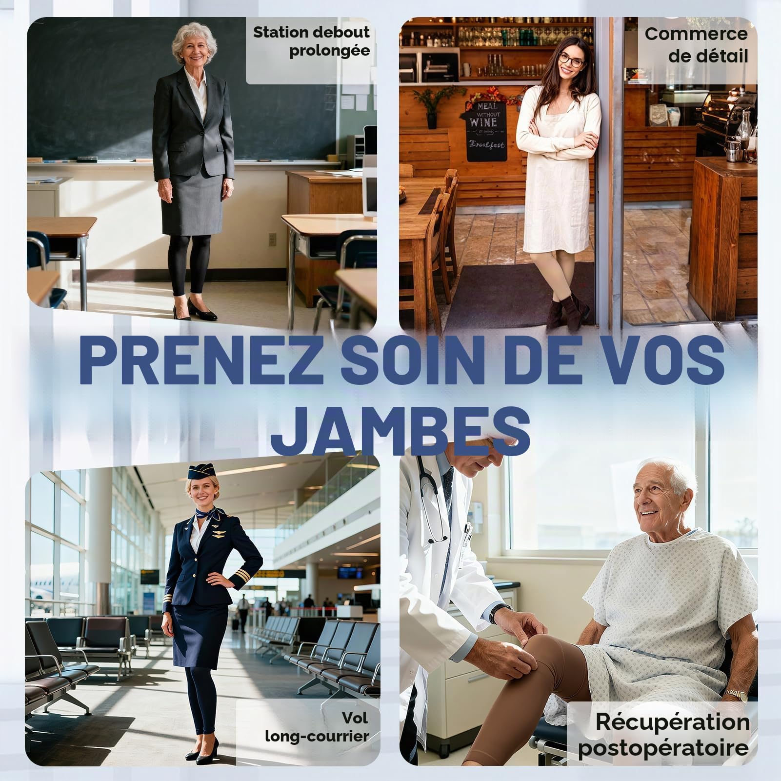 Beister Collant de Contention Femme & Homme Sans Pied Longues, 20-30mmhg Bas de Contention Classe 2 Médicale Soutien Graduel Chaussette de Contention, Pantalons serrés pour Les varices, l'œdème