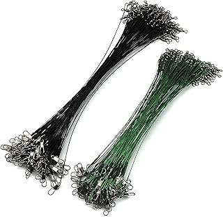 FREGITO Stainless Steel Fishing Leaders, Fishing Leader Line with Swivels and Clips for Saltwater and Freshwater, 31LB Per Piece, 6