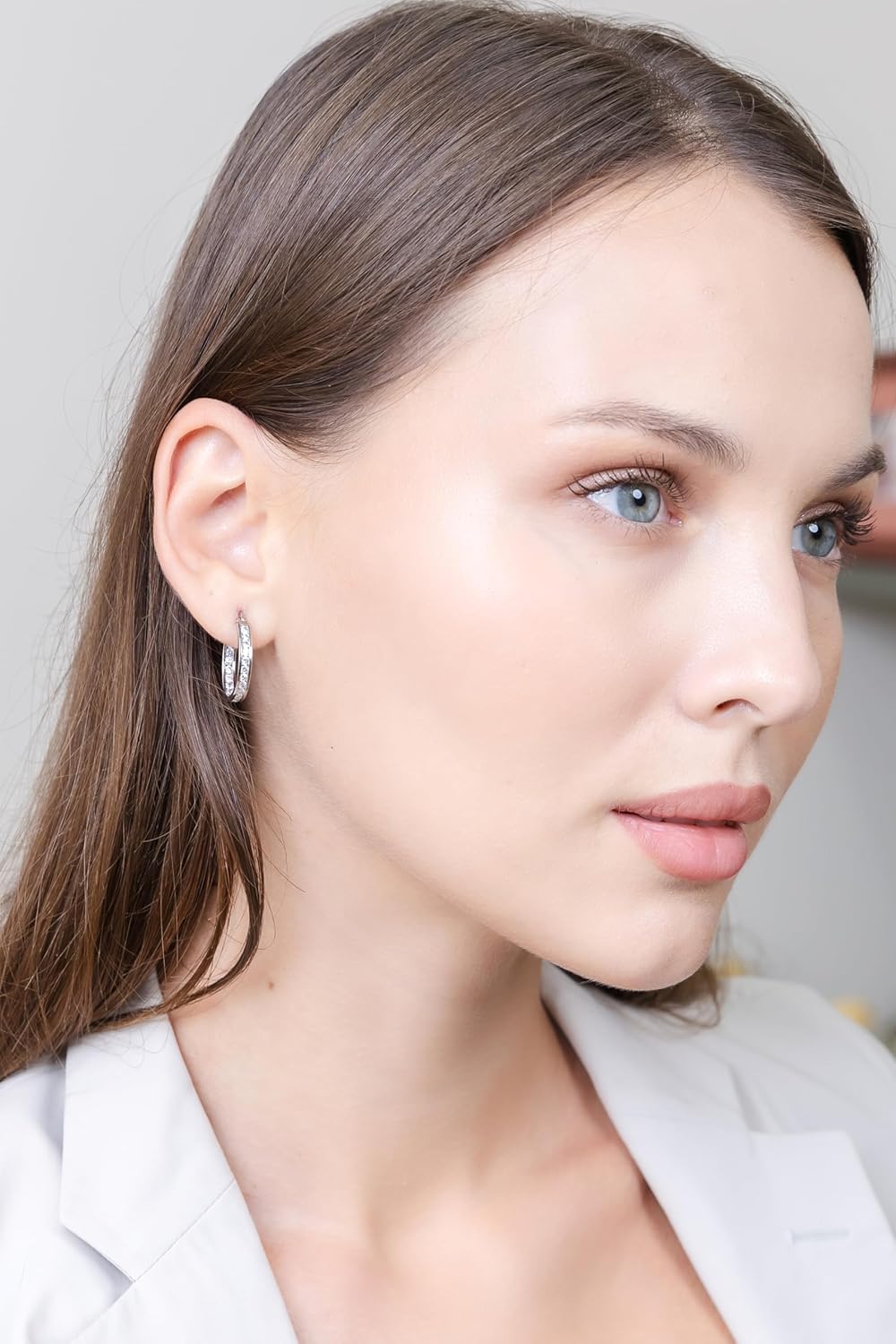 Hoops & Loops 925 Sterling Silver Cubic Zirconia Channel Set Inside-Out Click-Top Hoop Earrings for Women Teen Girls, Silver, Gold, Rose, Black 15mm, 20mm, 25mm - Image 4