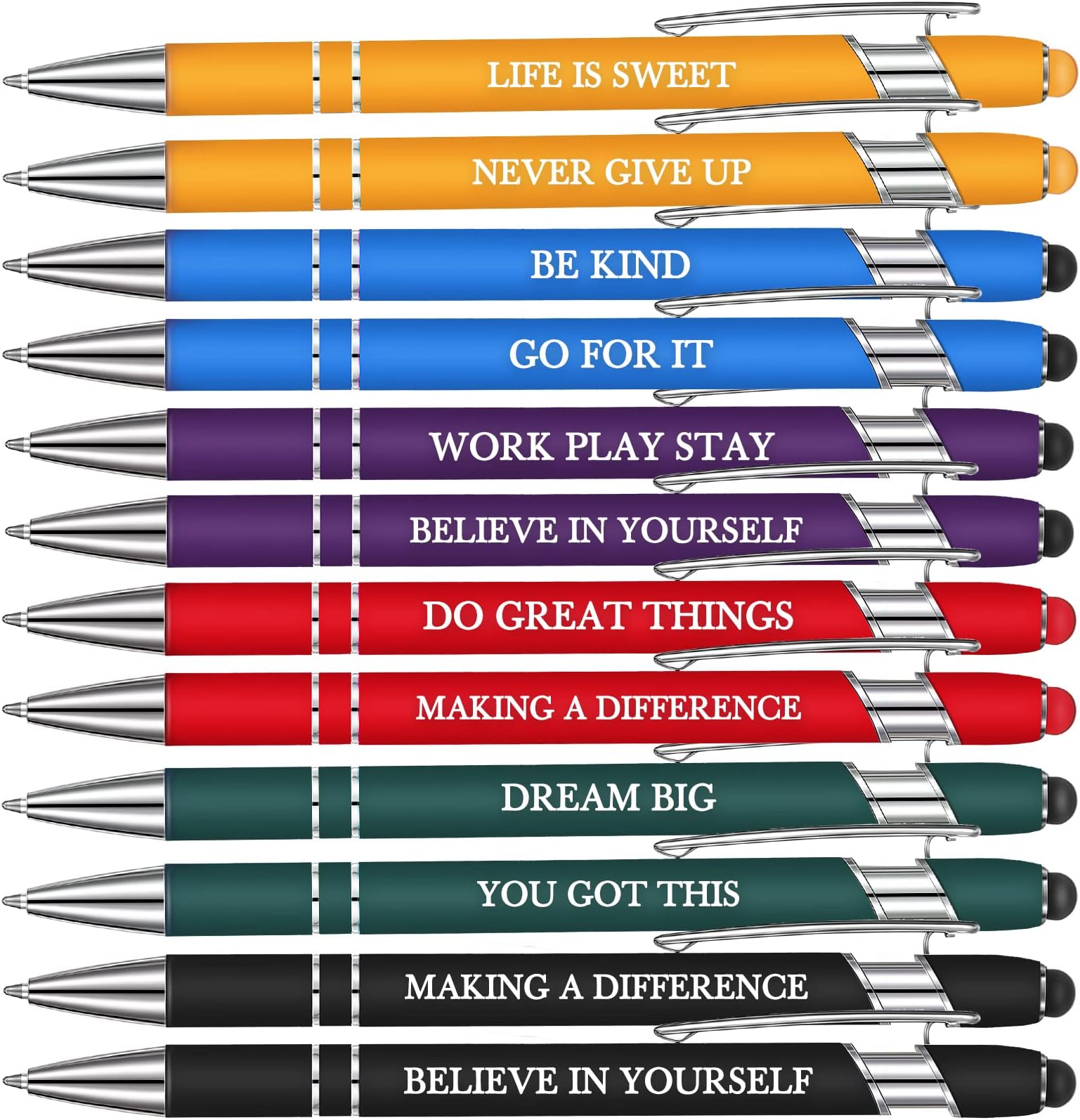 Zonon 12 Pieces Inspirational Motivational Pens Fine Point Smooth Writing Pens Fun Quotes Ballpoint Pens School Office Gifts for Corworkers Students(Classic Colors,Graduation Style)