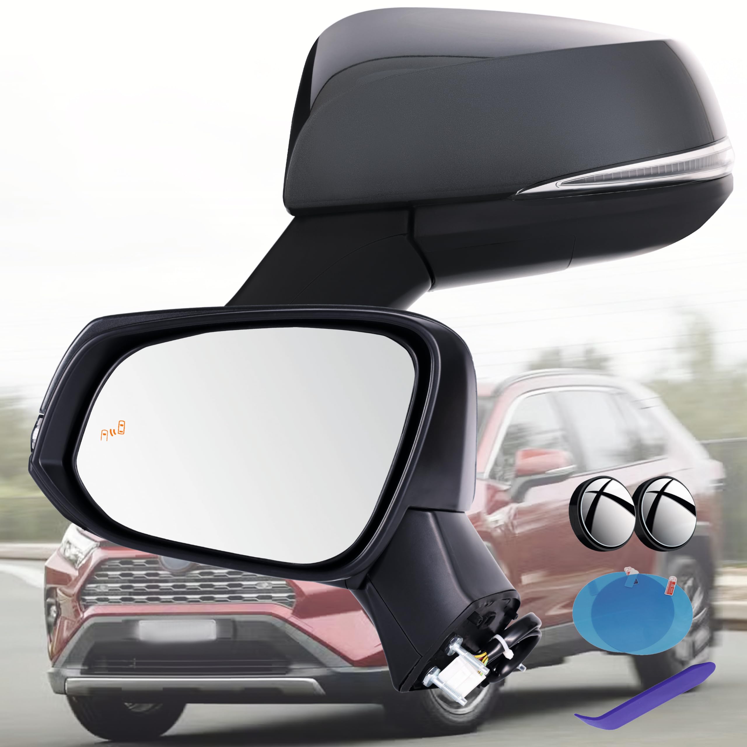 EAP Driver Side Mirror Compatible with Toyota RAV4 2019–2025, Power Adjustment, With Heat, With Turn Signal, With Blind Spot, Without Puddle & Camera,