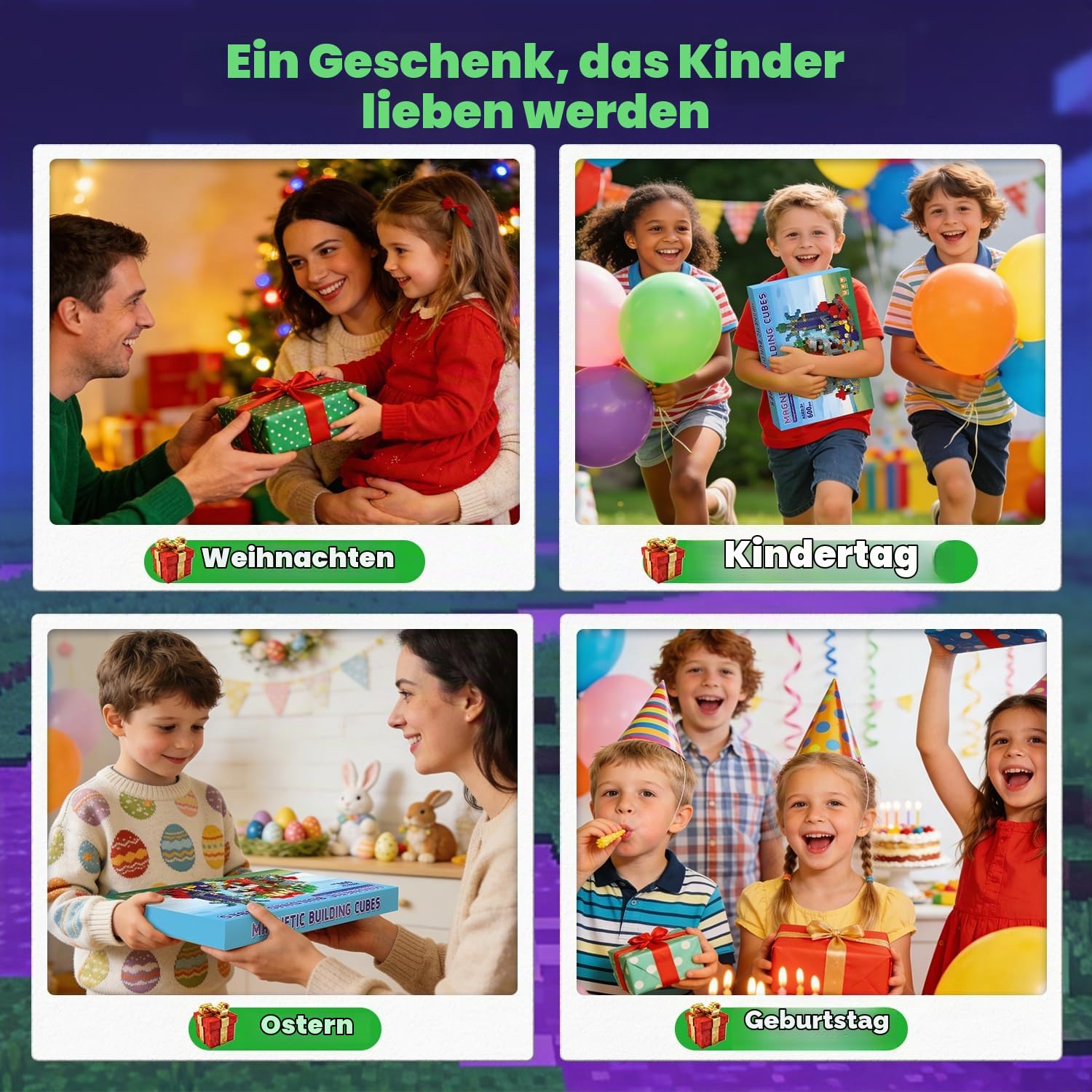 POPERFUN Magnetische Bausteine 600PCS, Magnetbausteine Kinder ab 3-12 Jahren, STEM Lernspielzeug Magnetblöcke, Pädagogisches Spielzeug als Geburtstags