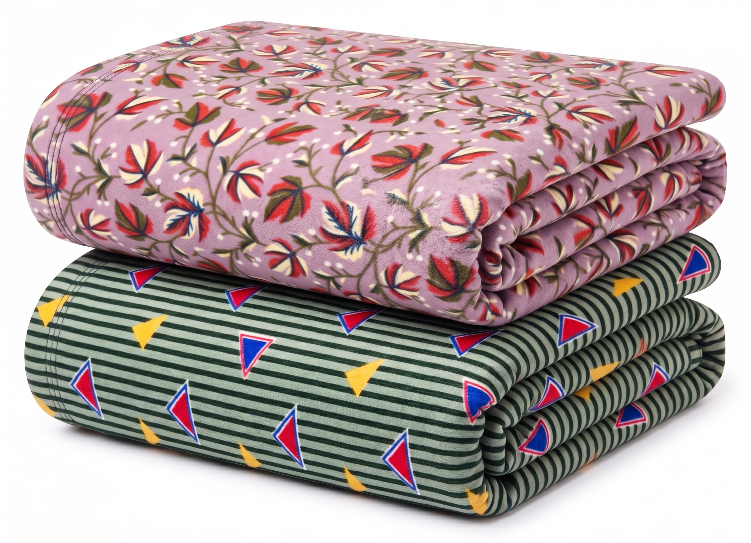 HOMEKART Ultra Soft Flannel Blanket Set of 2 for Single Bed | 220 GSM Premium Fleece Winter Blanket | Warm, Lightweight, Breathable & Skin Friendly | Durable, Easy Care | 60 x 90 Inches, Mauve & Green-image-6