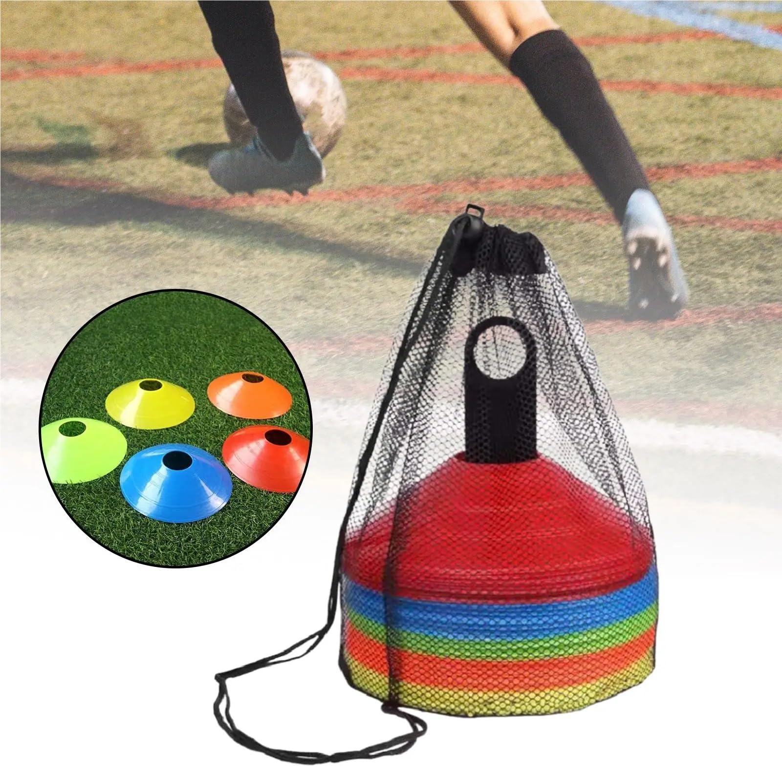 Conos para Entrenamiento Deportivo, Conos de Entrenamiento Deportivo 30 Uds. Agilidad for fútbol Correr Patinaje Baloncesto Interior al Aire Libre