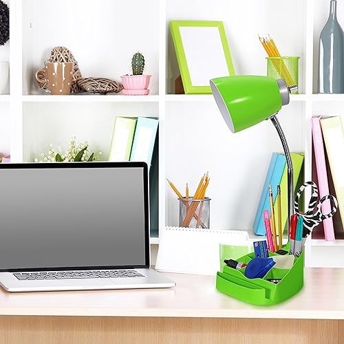 Miniatura 3 de Simple Designs LD1094-GRN - Lámpara de escritorio todo en uno de cuello de cisne de 18.5 pulgadas con soporte para iPad, soporte para libros y