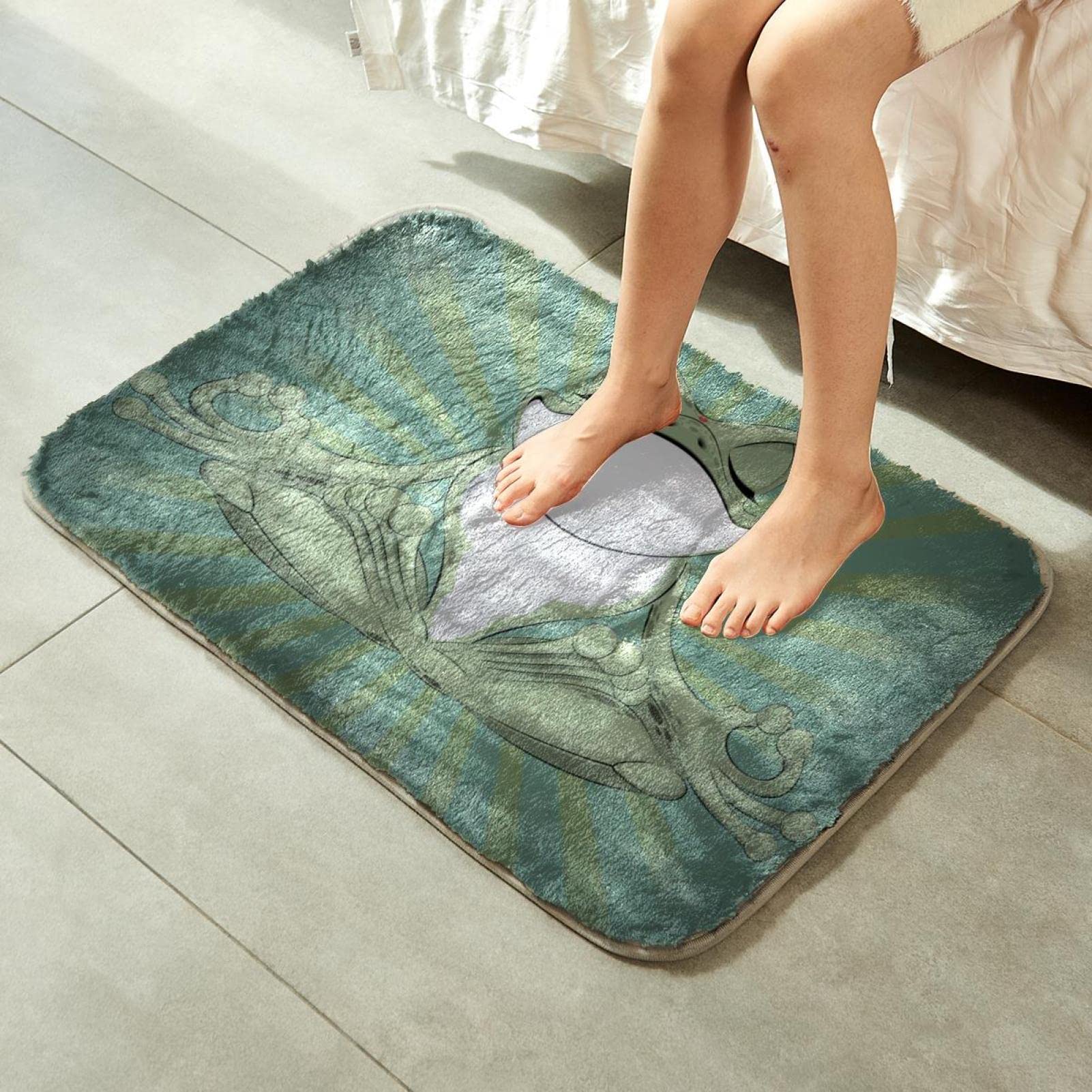 Tapis à poils longs ultra doux en fausse fourrure grenouille yoga léger