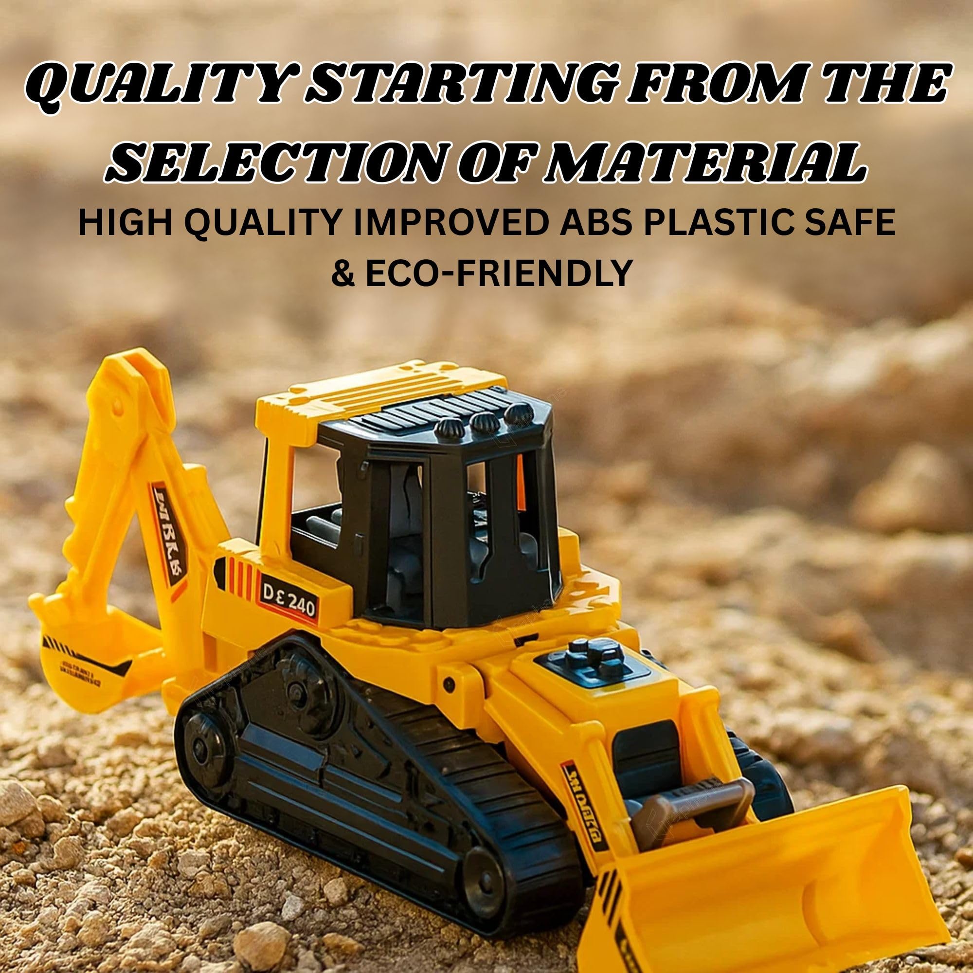 GRAPHENE 2in1 Construction Toy Bulldozer Excavator Engineer JCB Truck Movable Joints No Battery Needed Friction Power Vehicle for 1-5 Years Kids Boy Girl Toddlers 4