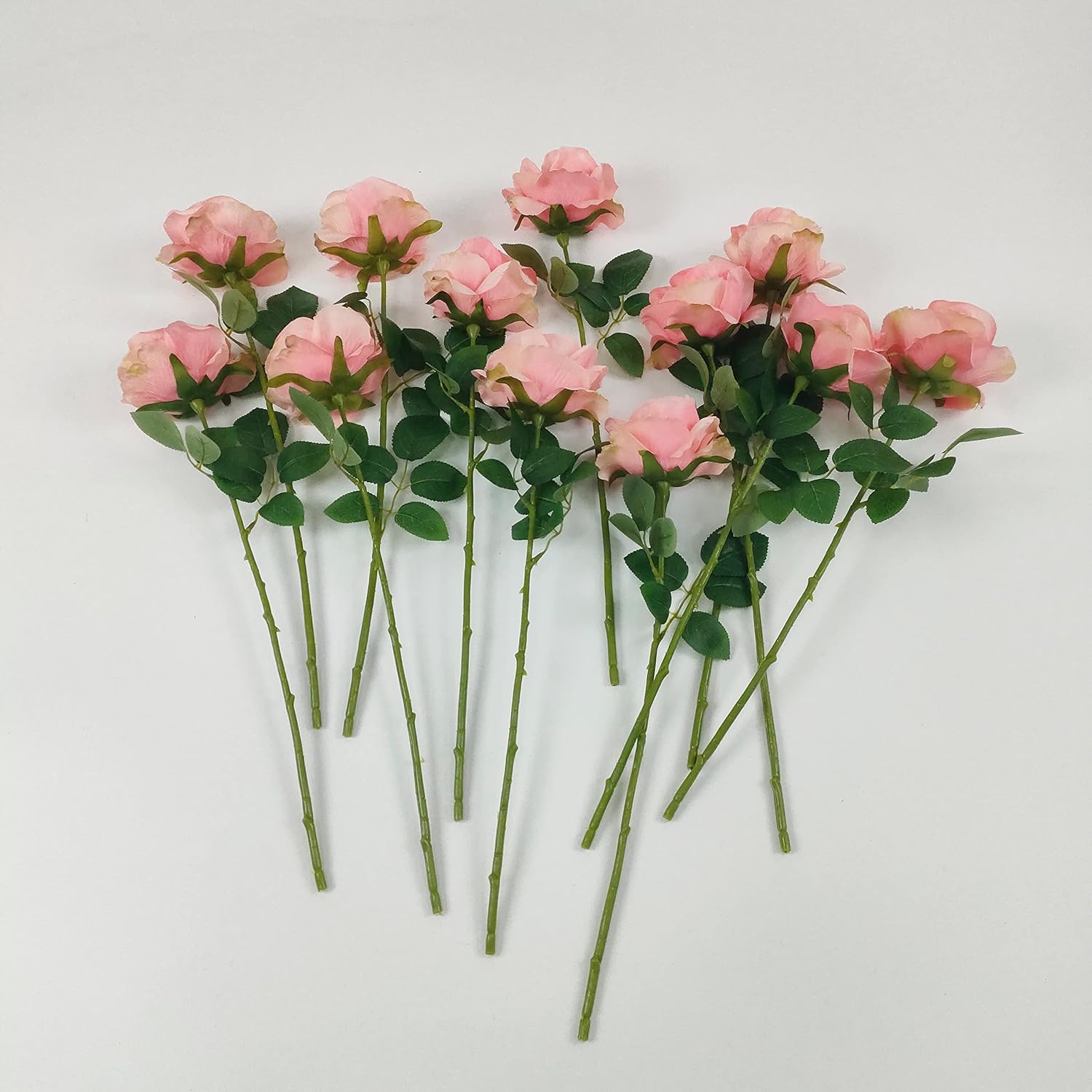 ATFL 12 Pcs Fake Pink Silk Roses Flowers Bulk,Flower Head Diameter 4'',Artificial Faux Roses with Stems for Wedding Arrangement Centerpieces Party Home Table Decorations,Flores Artificiales(Pink) - Image 3