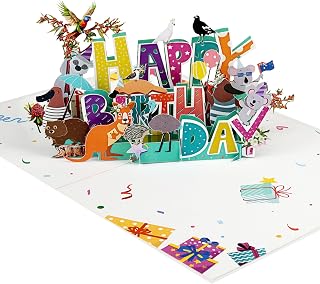 3D Happy Birthday Pop-Up Cards With funny Animal Handmade Gift for Boy, Girl, Wife, Men Inches Aniversary Wedding Christmas Australian animals Birthday Gift for Friend