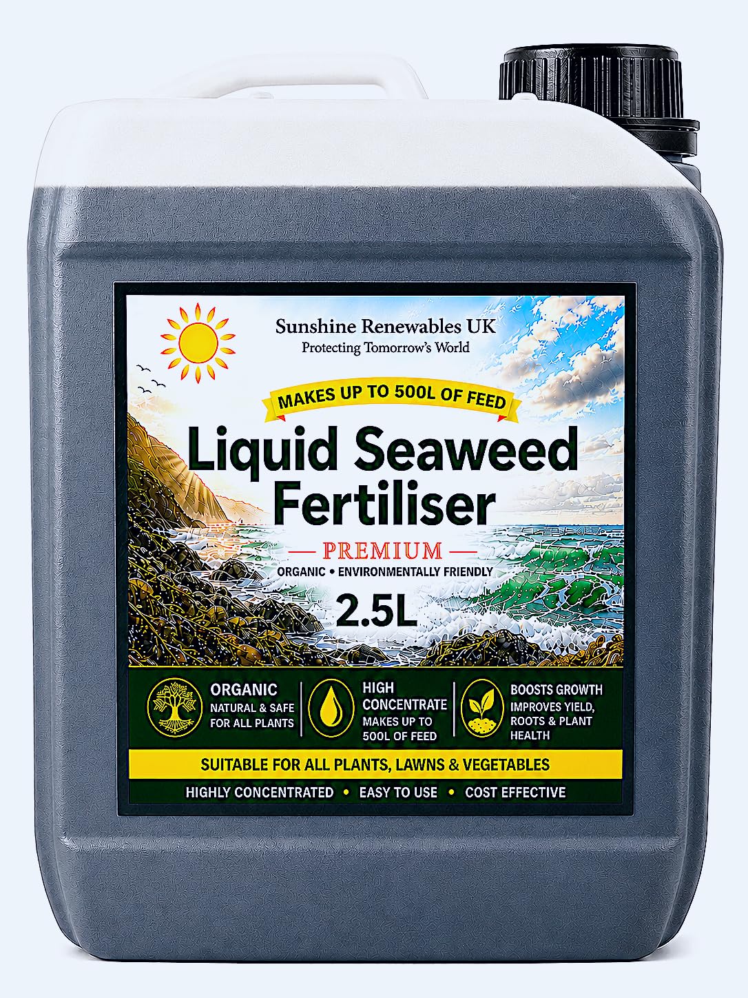 Liquid Seaweed Fertiliser – Professional Strength Concentrated Plant Feed (1:200) – Organic Feed for Gardens (2.5L)