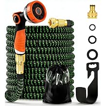 Expandable Garden Hose 75ft Expanding Water Hose with 8 Function Nozzle, 3 Layer Latex, 3/4" &1/2'' Fitting Connectors, Easy Storage Garden Water Hose for Pet & Car Washing, Watering Lawn and Garden