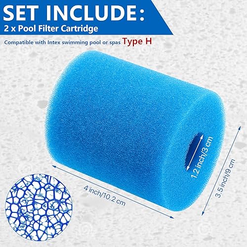 Miniatura 2 de Cartucho de filtro de piscina de 2 piezas, cartuchos de espuma de repuesto, esponja de repuesto, reutilizable, lavable, filtro limpiador de esponja