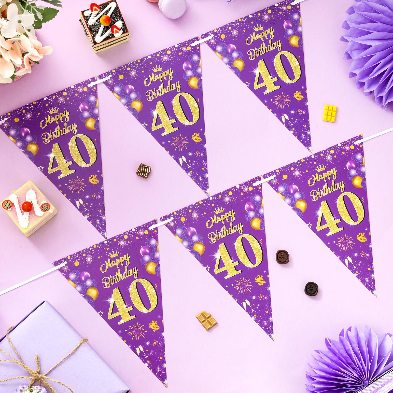 Festone Bandierine Bianche 40m - 80 Pezzi Triangolari Impermeabili - Per Matrimoni, Compleanni, Feste - Foto 2