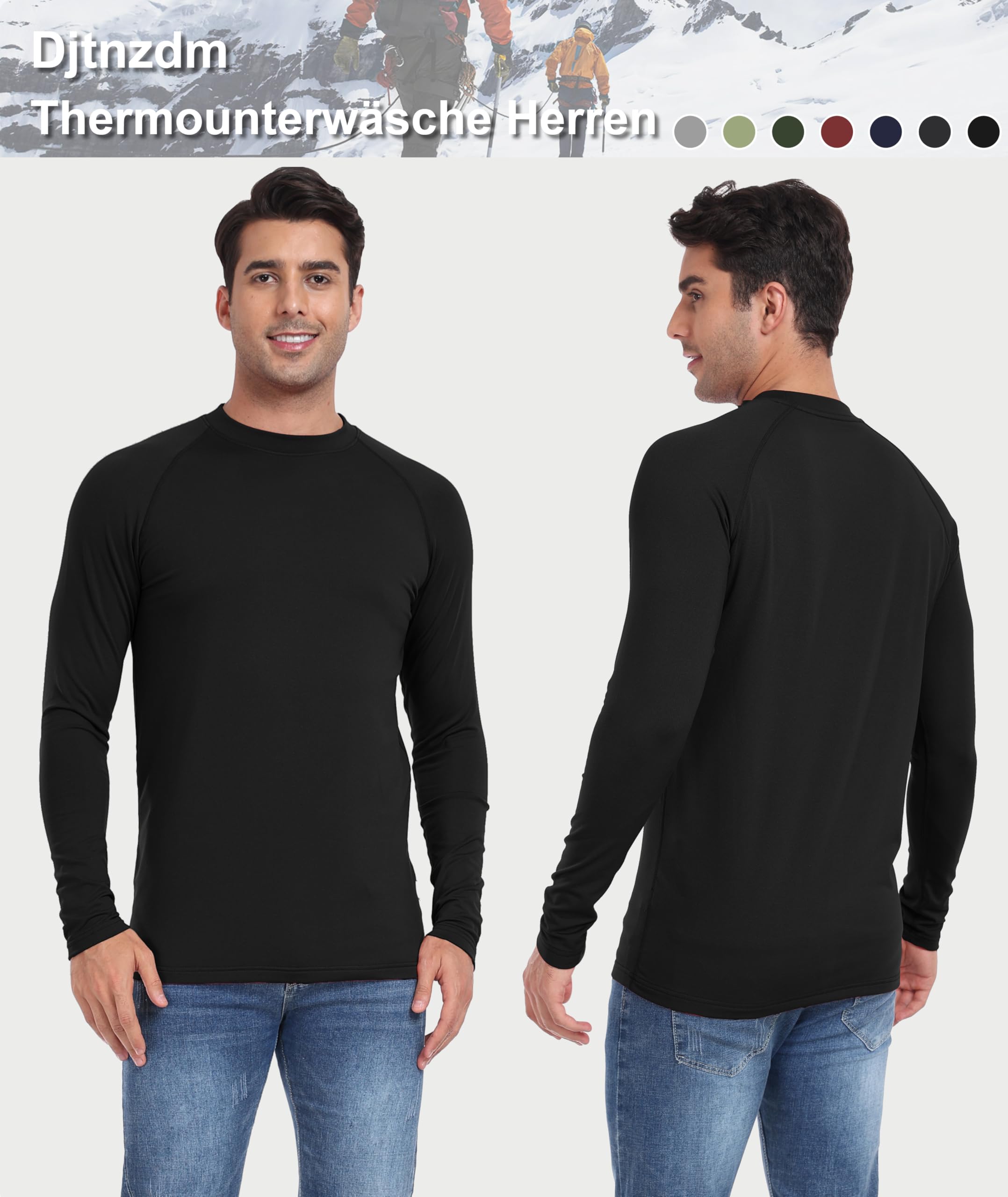 Djtnzdm Maglietta Compressione Uomo Maglia Termica Uomo in Pile Maniche Lunghe Invernale Sportivo Fitness Sci Termico Uomo Top