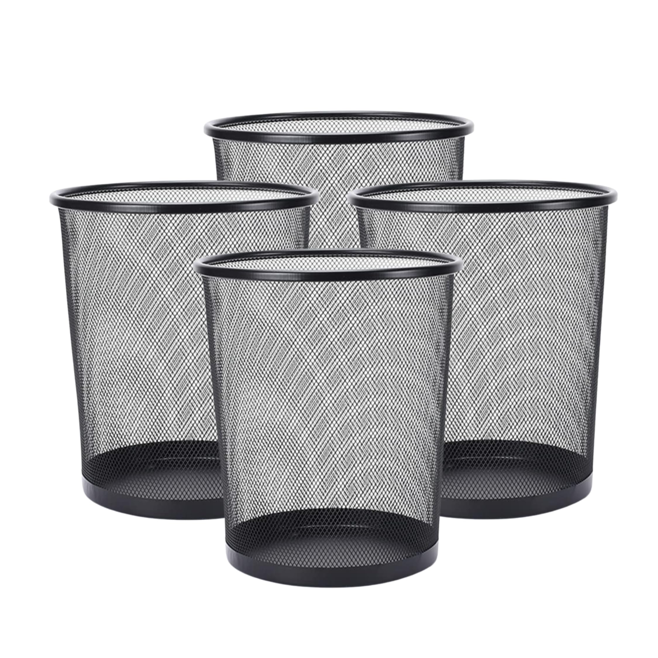 GoodWill Tech Open-Top Cylindrical Metal Mesh Recycling Dustbins- Waste Basket for Home/Office/Coffee Shop/Hotel Non-Toxic - Black (Set of 4, Medium (13L))-picture-22