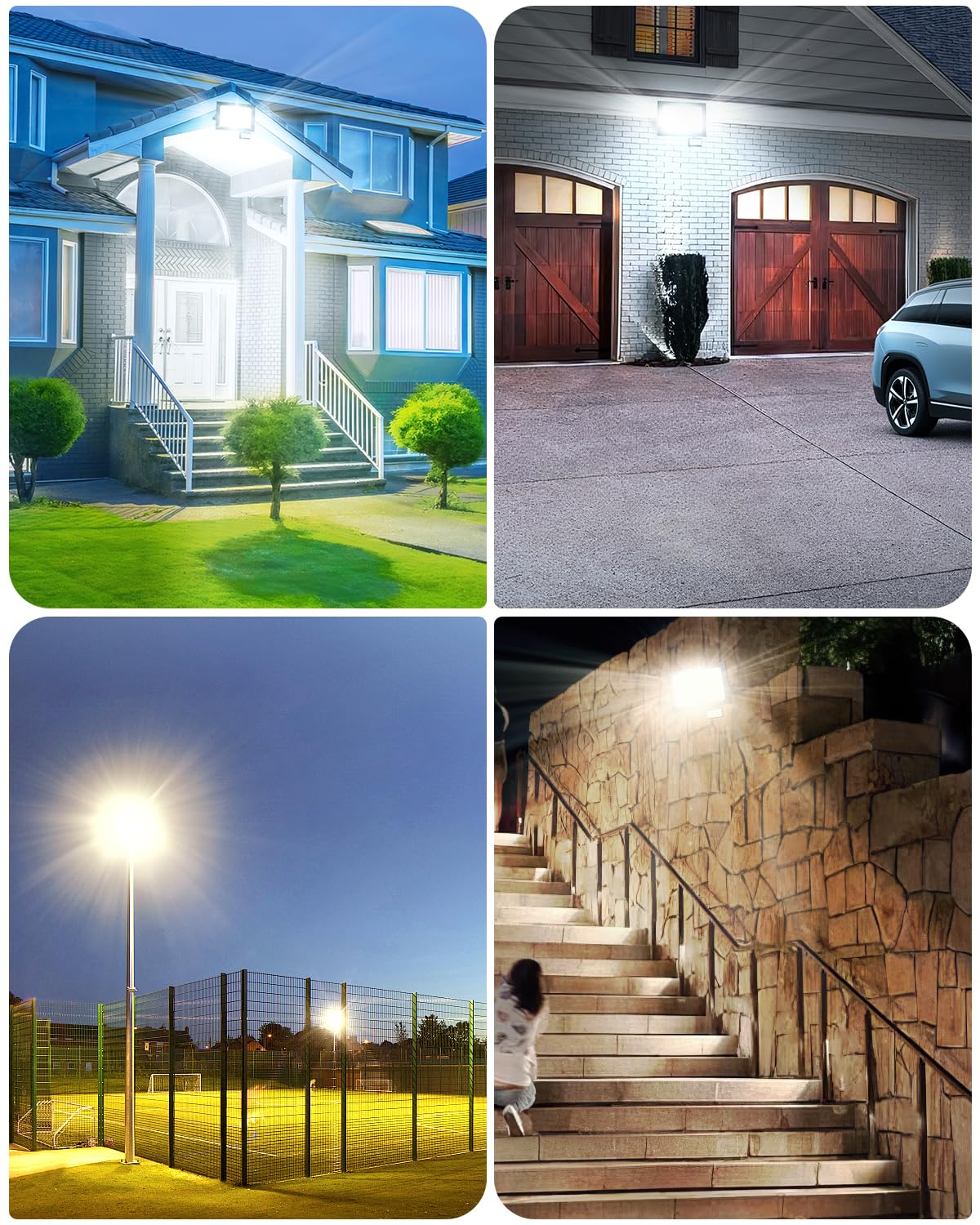 Sararoom Zewnętrzna lampa LED 100 W, czujnik ruchu, 10000 lm, zewnętrzna lampa punktowa LED z 3 regulowanymi kolorami, wodoszczelność IP65, pilot zdalnego sterowania, do garażu, magazynu, podwórza