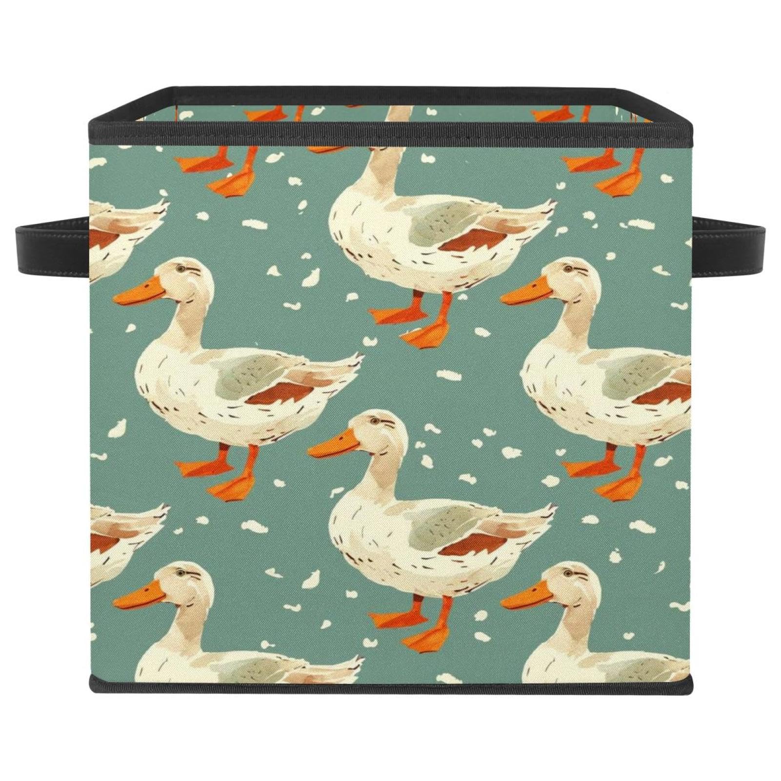Boîte de rangement canard blanc 28cm panier pliable en tissu Oxford pour étagère