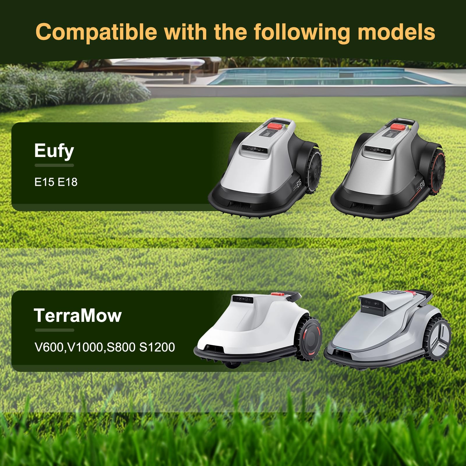 [ULEPSZENIE] Ostrza do noży 6 sztuk wymiennych ostrzy kompatybilnych z Eufy E15 E18, TerraMow V600, V1000, S800 S1200, tarcza robota do kosiarki do trawy, tarcza obrotowa do kosiarki