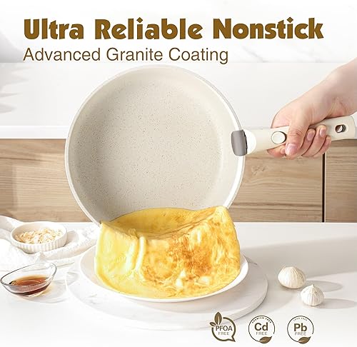 Miniatura 4 de SENSARTE Juego de ollas y sartenes de 17 piezas, antiadherentes con mango desmontable, utensilios de cocina de inducción con mango extraíble,