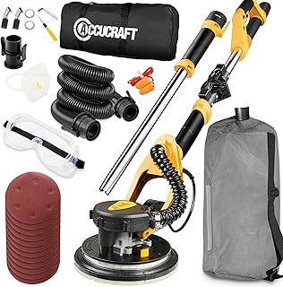 Drywall Sander, 800W Powerful Electric Drywall Sander with Vacuum, 99% Dust Absorption Dust-free Design, 6 Variable Speed 500-1800RPM, 26' Power Cord, LED Light, for Popcorn Ceiling, Wood Floor etc