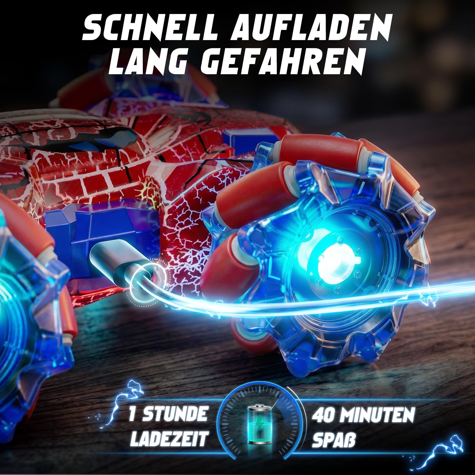 Spider Ferngesteuertes Auto mit Gestenerkennung ab 4 5 6 7 8 9 10 11 12 Jahre, Doppelseitige RC-Autos mit Ganzkörperbeleuchtung, 2,4 GHz Handgesteuertes Wiederaufladbares RC-Stunt-Auto