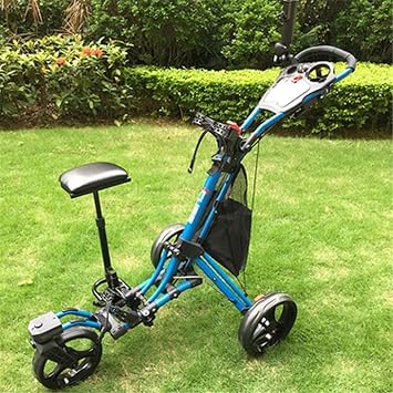 Golf Push Cart Trolley 3 Wheel Golf Cart Trolley, 3 Wheel Push/Pull Golf Cart Folding Aluminum Alloy Frame Effortless Mobility & Storage