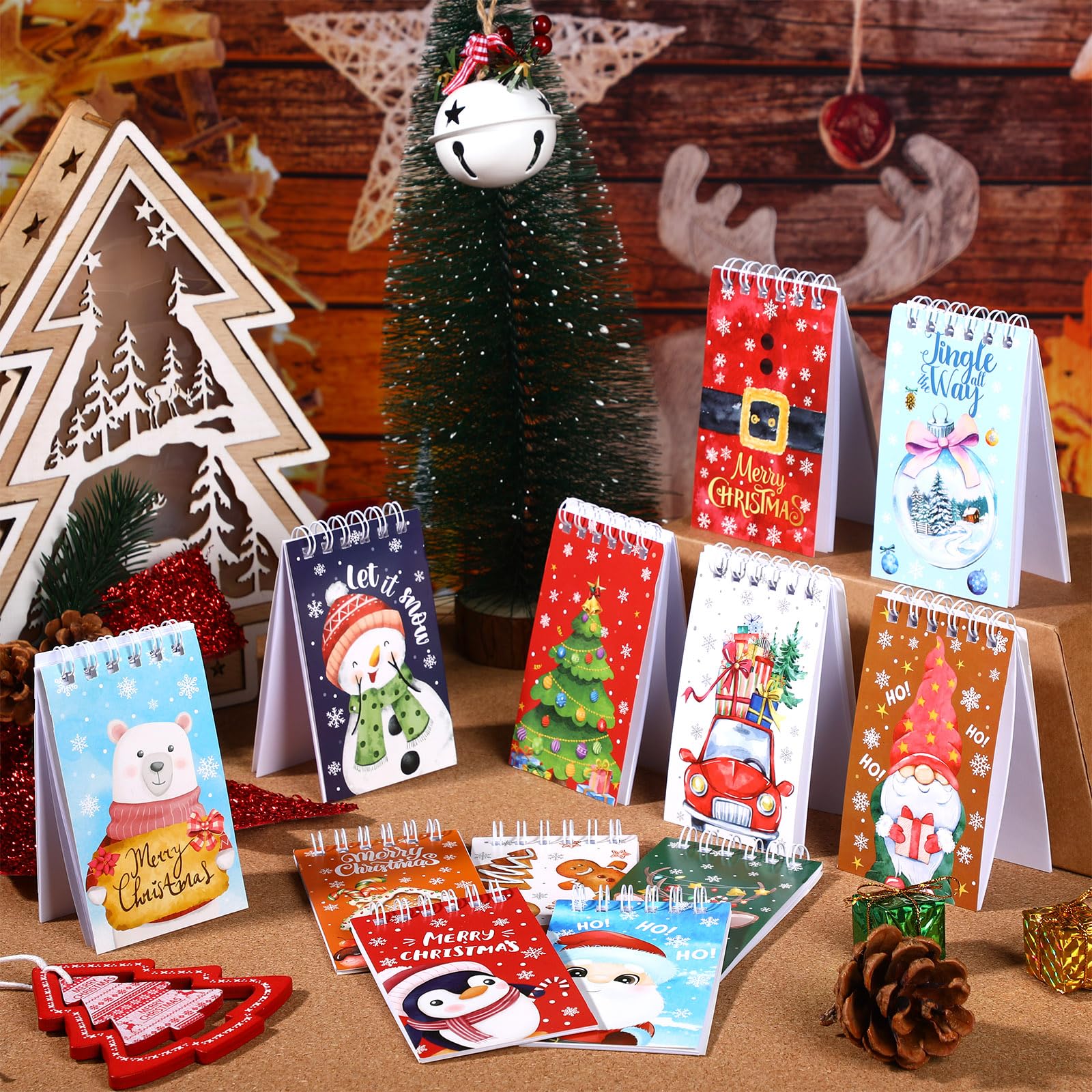 30st Christmas Mini Notebook, Kerst Memo Pads Small Notebook Christmas Notepad Goodie Bag Stuffers Kerst Feestartikelen voor Kinderen Volwassenen Verjaardag