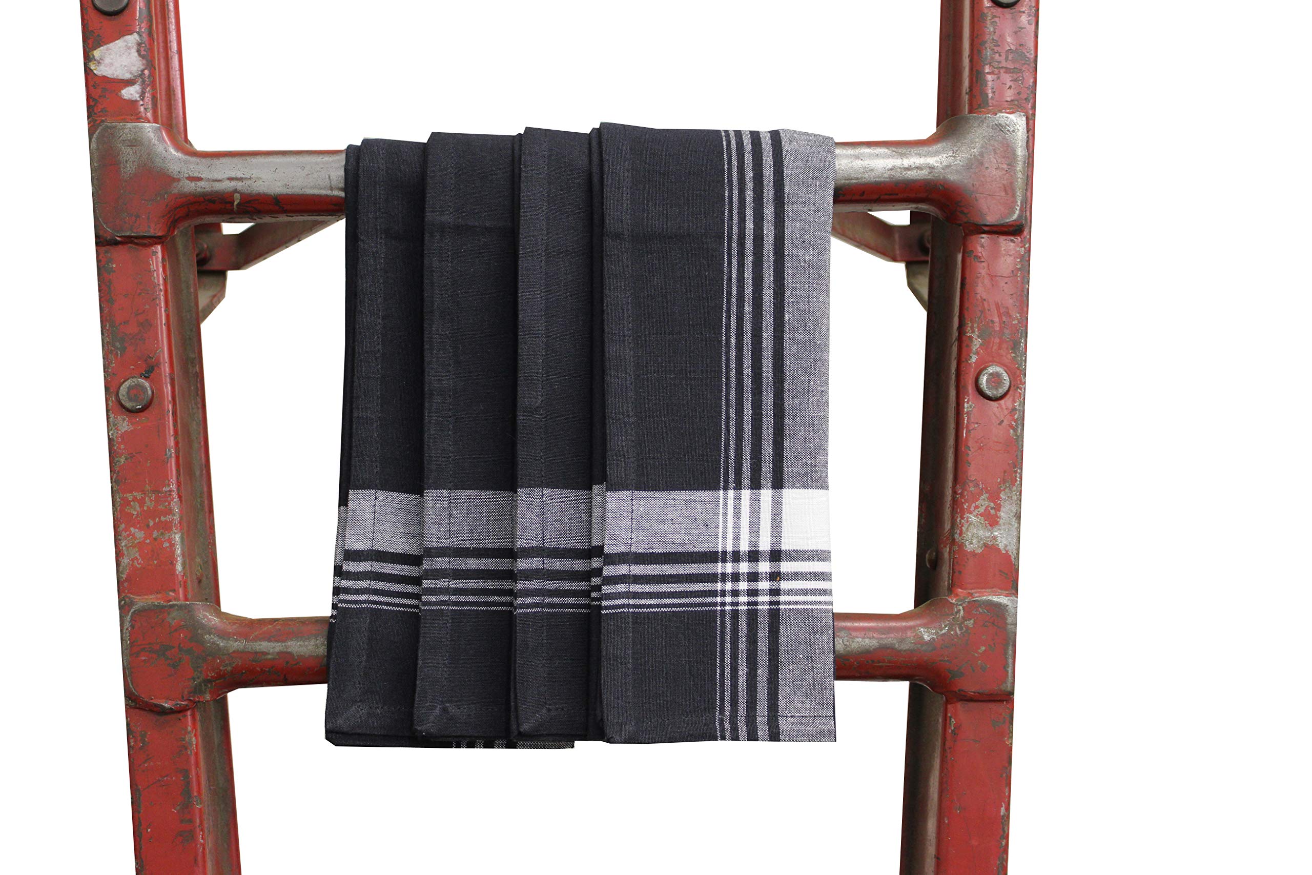 Fabric Textile Products | Plaid Cotton Napkin 4-Pack | Cloth Dinner Napkins | Black