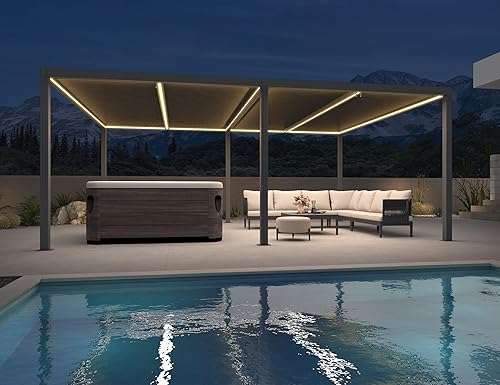 Miniatura 42 de PURPLE LEAF Pérgola 94AS con listones de aluminio para exteriores de 12 x 20 pies con techo ajustable para terraza, patio trasero, jardín, kiosco