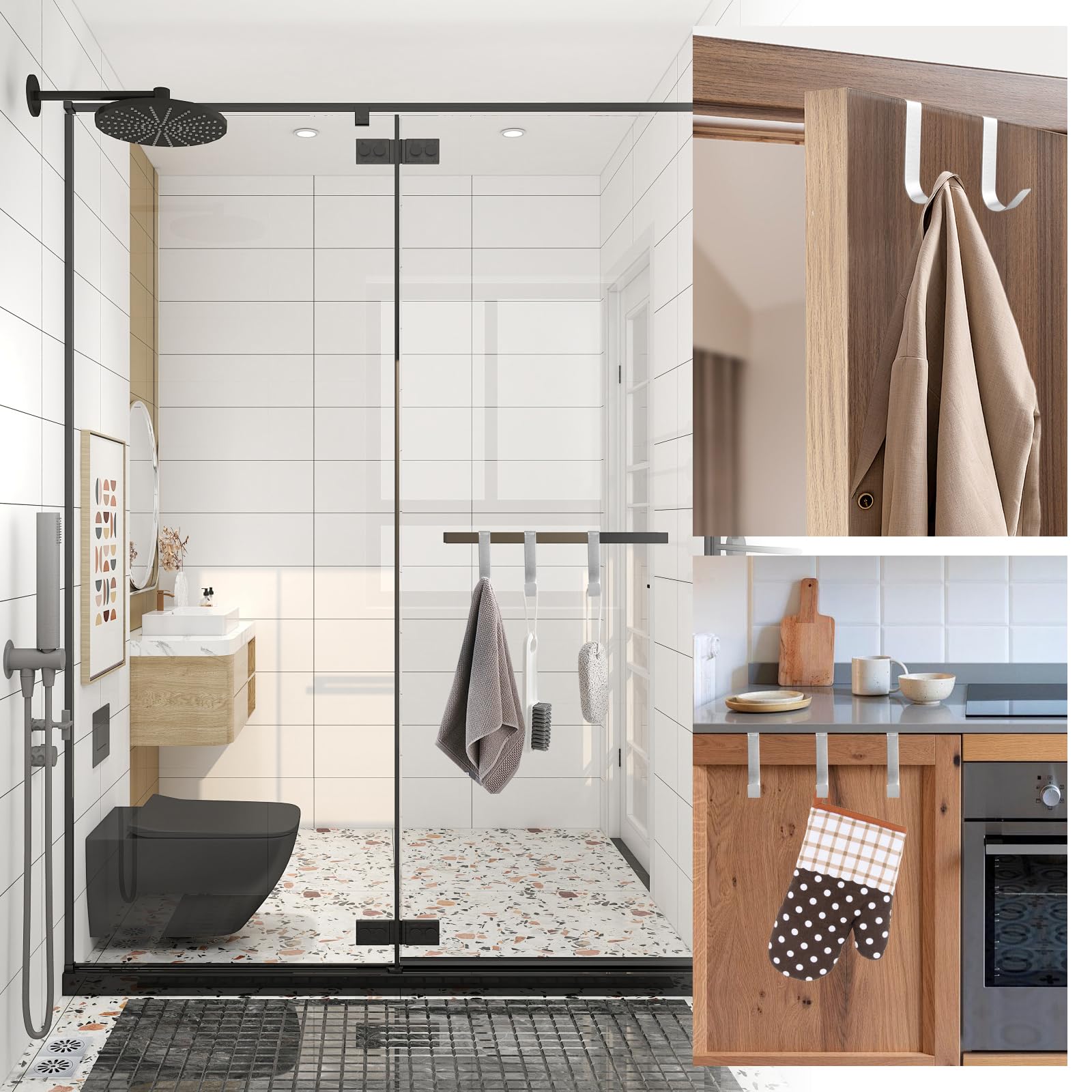 JSMTKJ 10 Pezzi Ganci per Termoarredo Bagno, inossidabile Ganci Portasciugamani Bagno per Accappatoio, Vestiti e Asciugamani