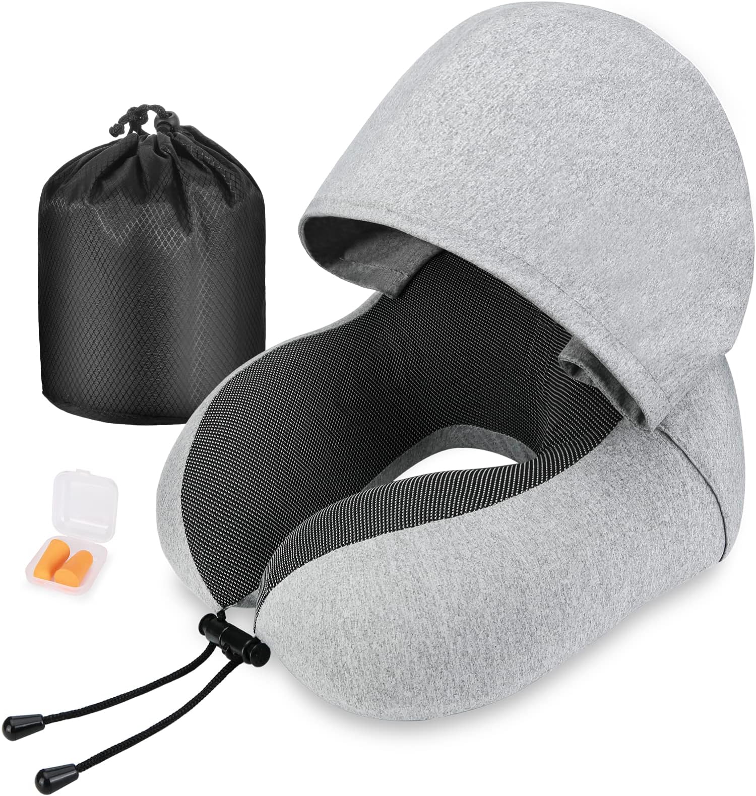 Grey Hooded Travel Pillow