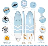 Vista 2 de HUIIKE Tabla de Paddle Inflable para Adultos con Accesorios Incluidos, Remo, Aletas, Bomba. Tabla de Stand Up Paddle de Gran Estabilidad
