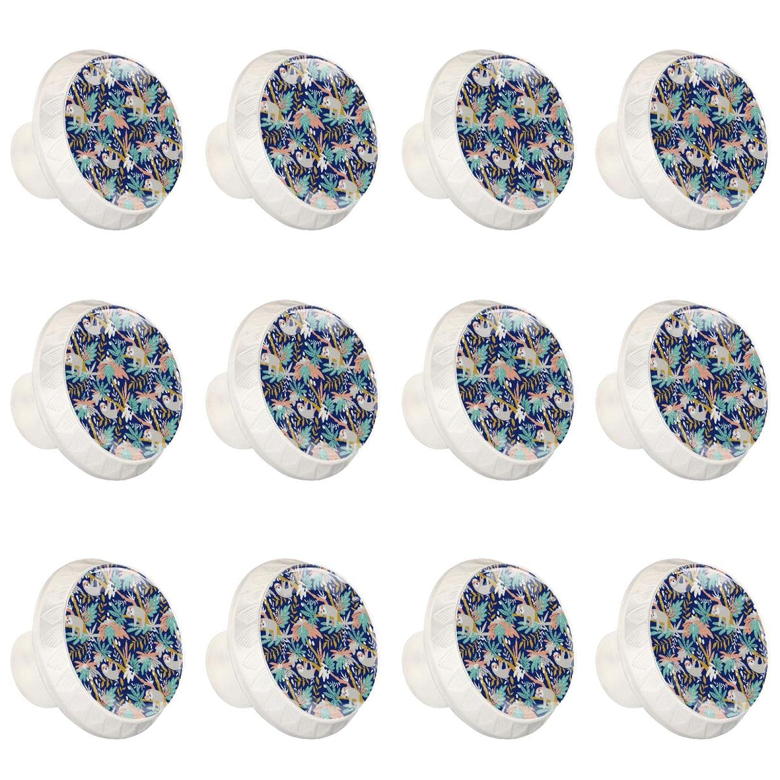 Boutons d'armoires de cuisine poignées tiroirs boutons décoratifs ronds placard commode bleu x12