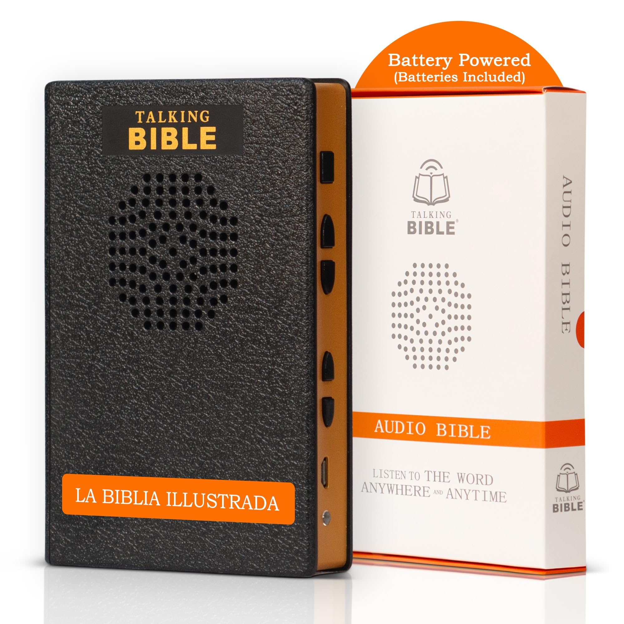 Spanish Talking Bible - Electronic Holy Bible Audio Player in Spanish/Espanol for Seniors, Kids and The Blind, Battery Powered, Santa Biblia - La Palabra de Dios para Todos, Black