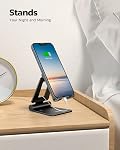 Nulaxy Dual Foldable Phone Stand for Desk, Fully Adjustable Desktop Cell Phone Holder Accessories for Office Kindle Compatible with 4-8" Mobile Devices iPhone Pro/Max/Plus, iPad Pro/Air/Mini, Black