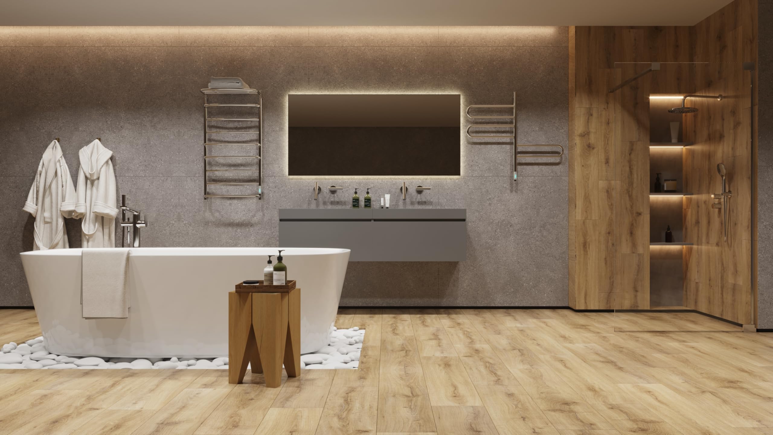 Elna Scaldasalviette Cromato - 168W - 1005x530mm - Elettrico con Ripiano - Per Bagno di famiglia & Casa - Acciaio Inox - Con Termostato, Timer & Eco - IP44 - Montaggio a parete