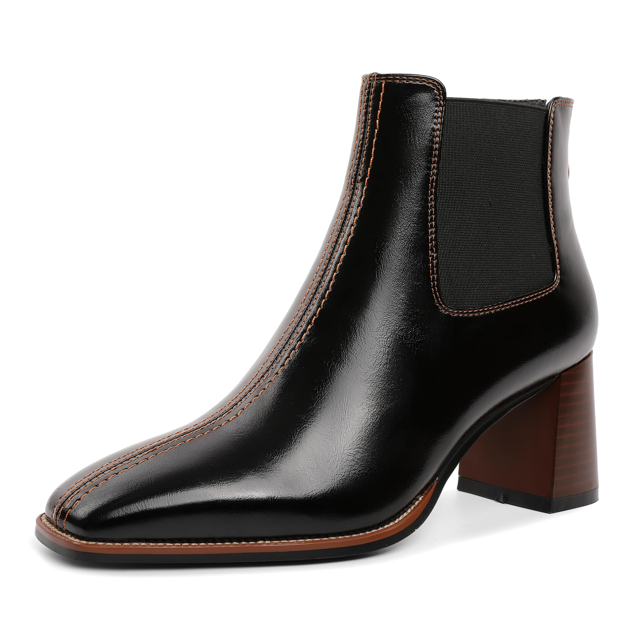Ankle Boots for Women Block Heel Bootie Classic Chunky Heeled Boot Square Toe Low Heel Booties for Work