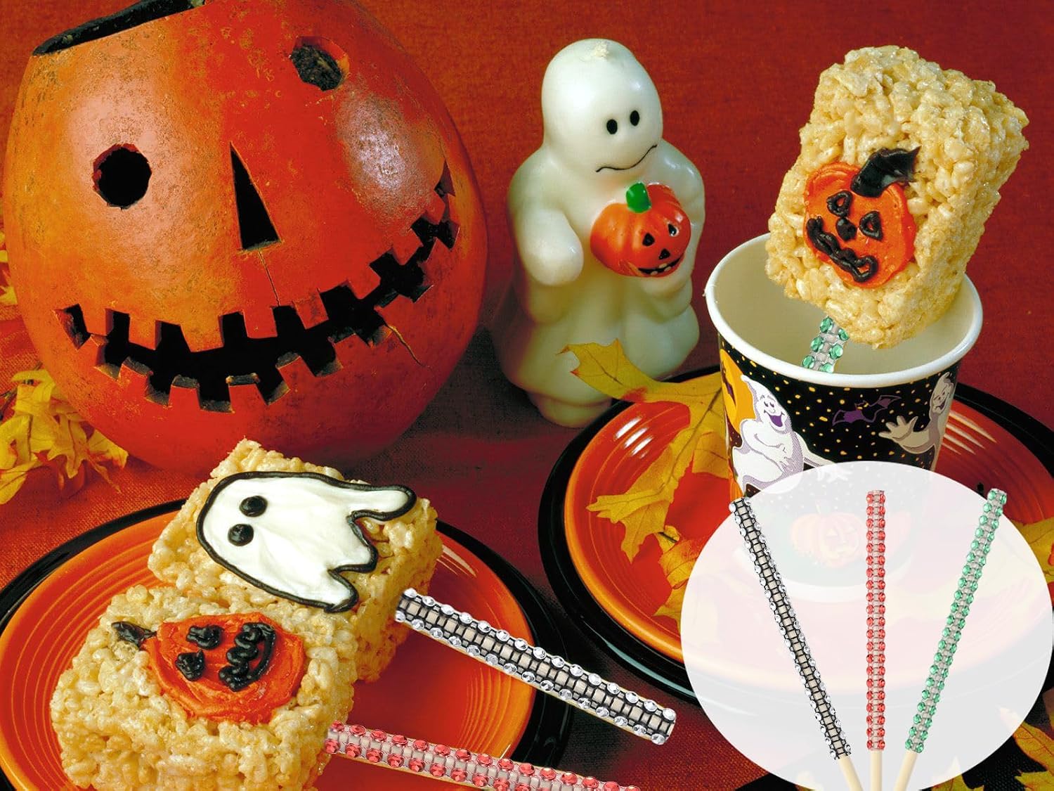 Candy Apple Kit - 24Pcs Bling Cake Pop Sticks, Caramel Apple Bags with Scissor and Ribbon for Party Favor, Halloween, Christmas (Black+Silver) image 4