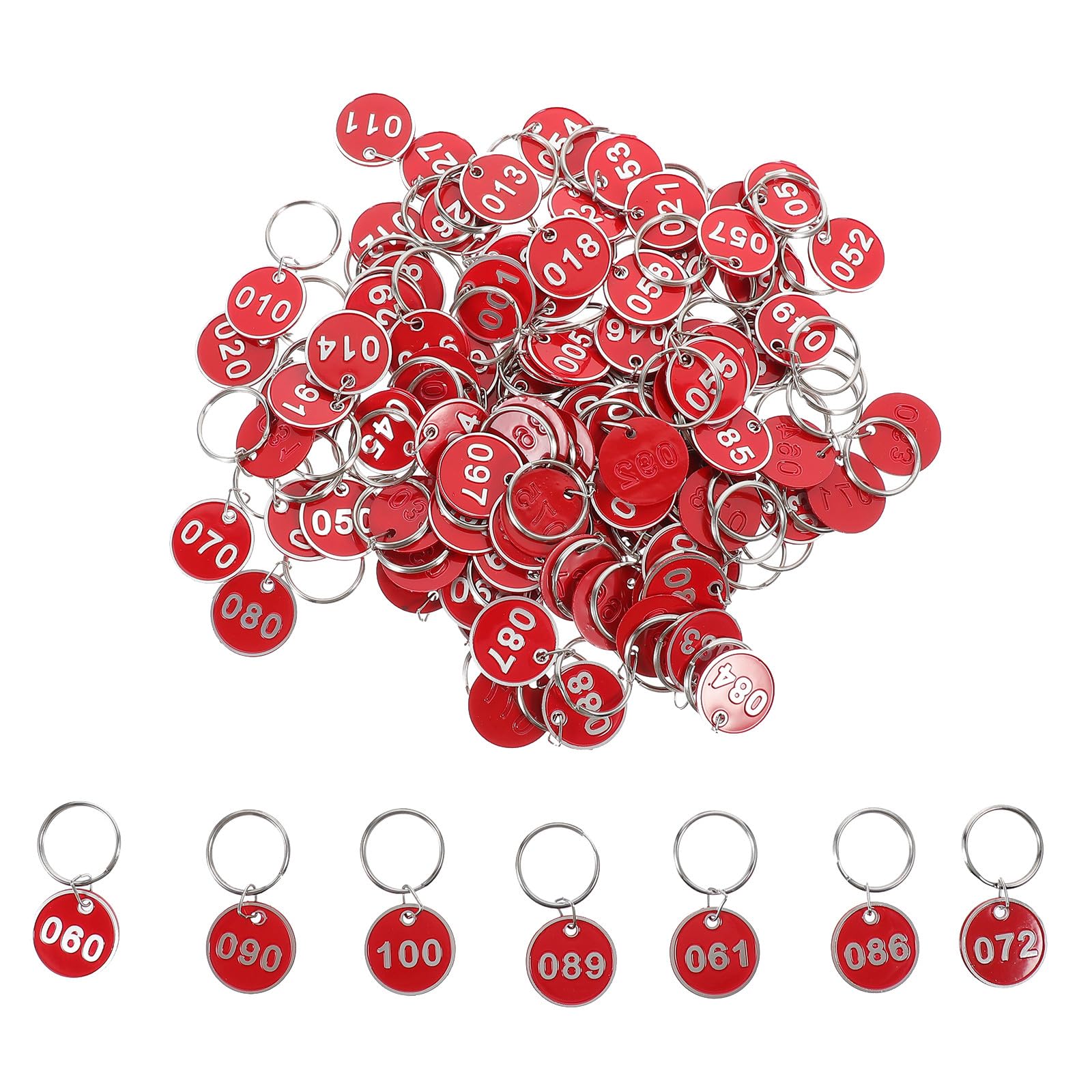 Placas Numeradas de Aluminio Rojo 100 Piezas para Llaves y Tarjetas