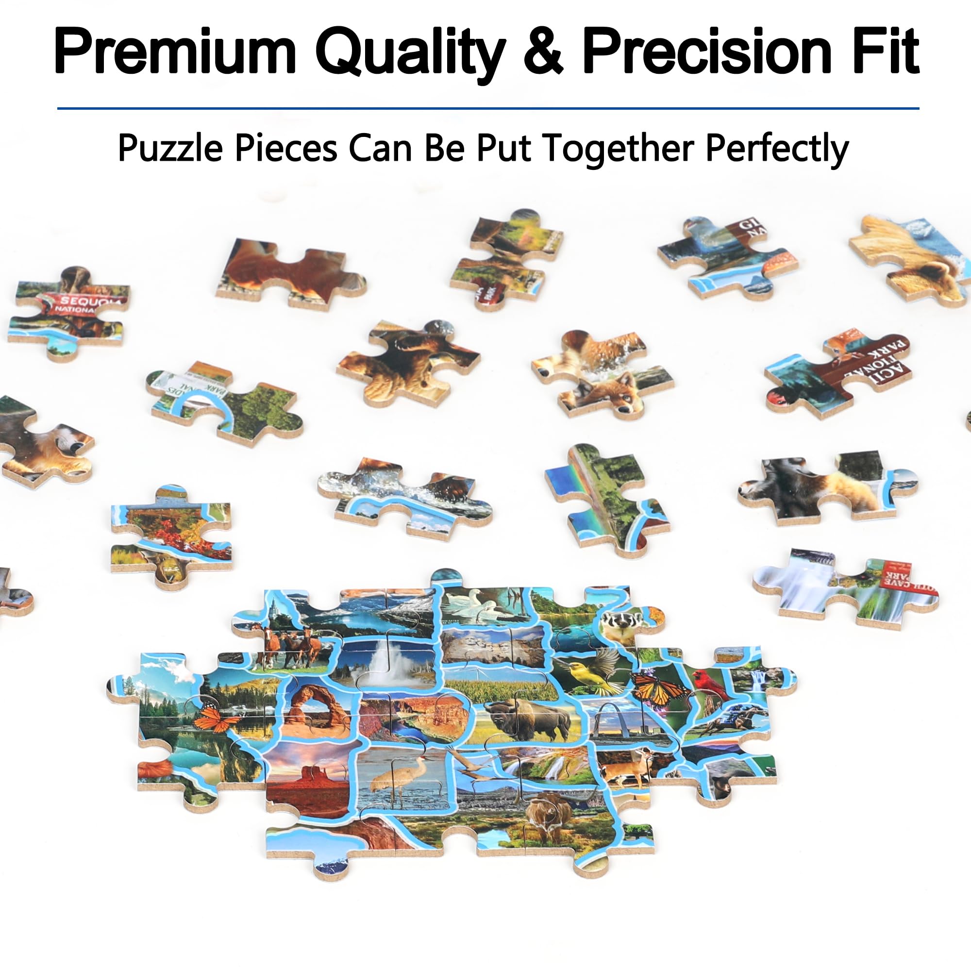 LELEMON Puzzle pour enfants de 4 à 6 ans, carte des parcs nationaux, puzzles de 100 pièces pour enfants de 4 à 8 ans dans une boîte en métal, puzzles éducatifs de 100 pièces, puzzles pour