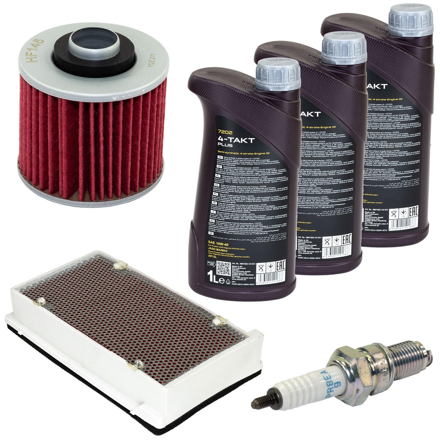 Wartungspaket Öl 3L + Luftfilter + Ölfilter + Zündkerze für Yamaha XT 600 XT600 XTZ 660 XTZ660 Baujahr 1990-1995