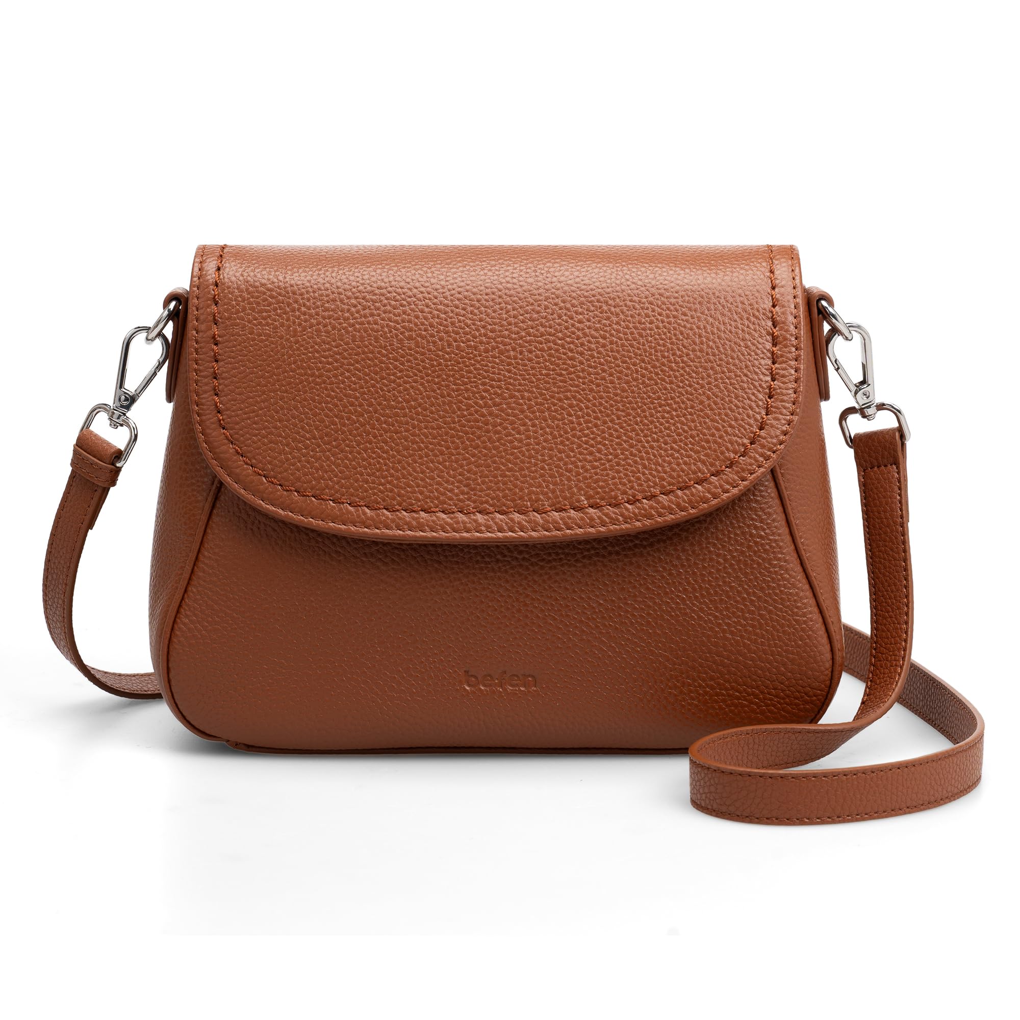 befen Bolsos Bandolera de Cuero Auténtico para Mujer con Protección RFID - Bolso Medio Tipo Silla de Montar - Bolso de Cruz