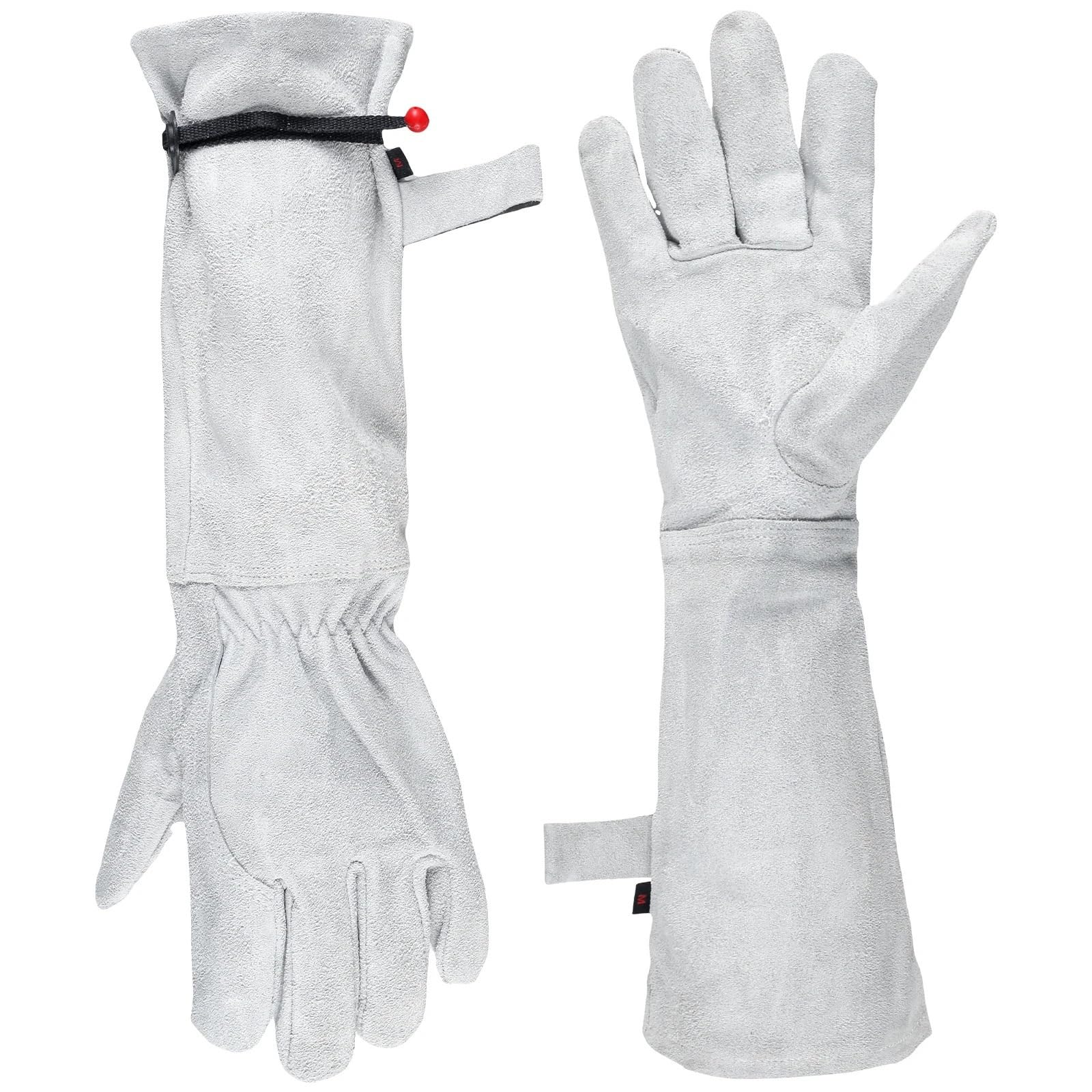 Generisch Lange Gartenhandschuhe aus Leder | Dornenfeste Handschuhe mit verlängerter Stulpe for den Rosenschnitt und die tägliche Gartenarbeit(2pairs)