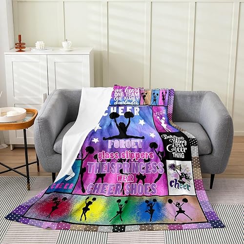 Feelyou Manta de franela de animadora para niñas, manta de vellón de animadora para hija, niña, decoración de bailarina, manta de felpa mullida,