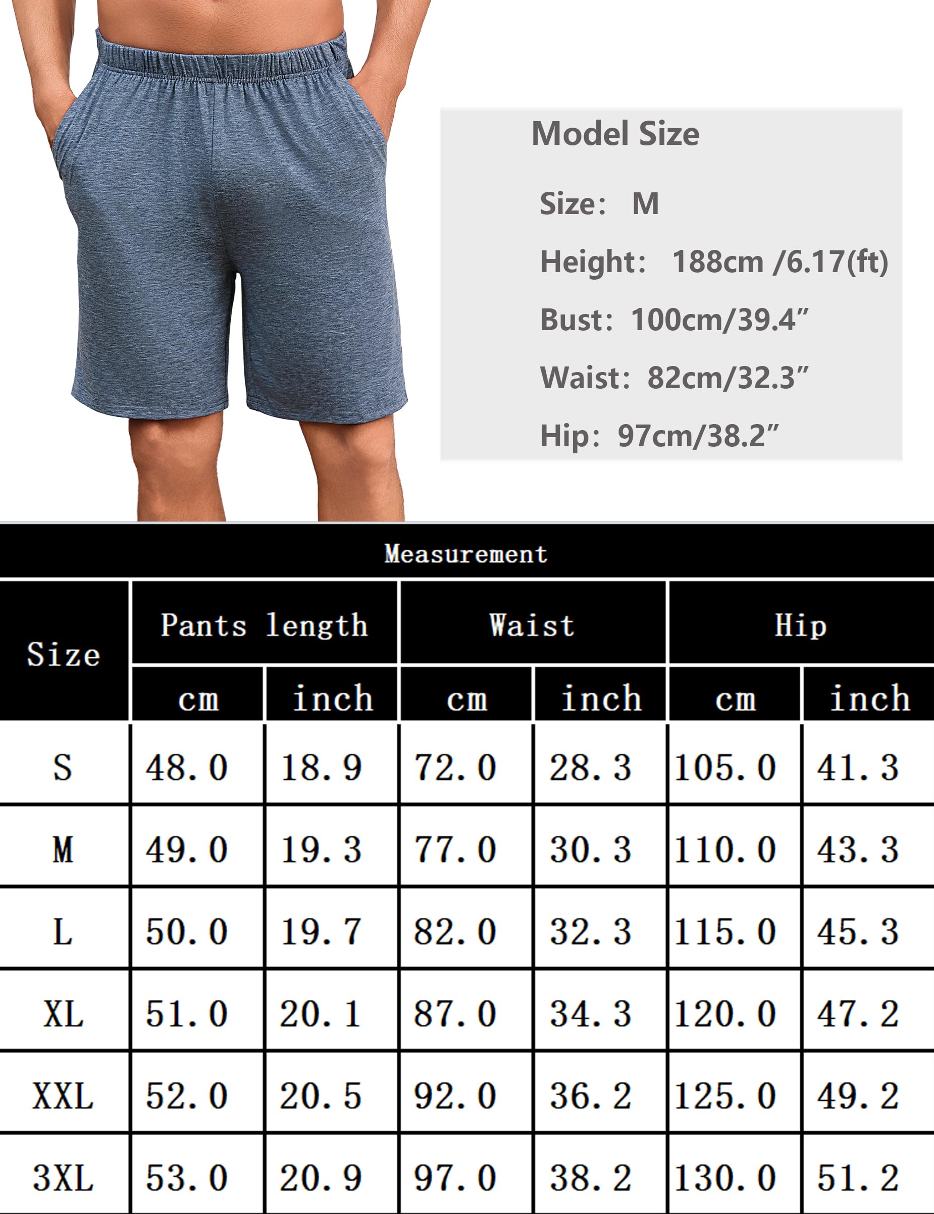Uniexcosm Pantalones Pijama Corto para Hombre Algodón Verano Pantalones Shorts con Bolsillos Casual Ropa de Dormir