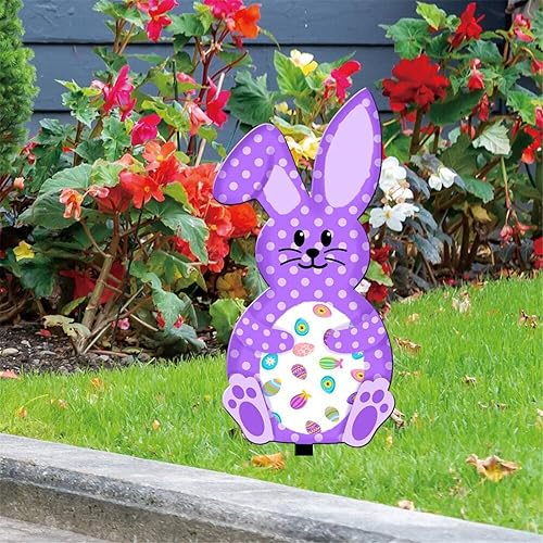 Miniatura 4 de Pomobie Peeps - Letrero de conejo para patio y decoración de césped al aire libre letreros de fiesta de Pascua estacas de jardín de Pascua para